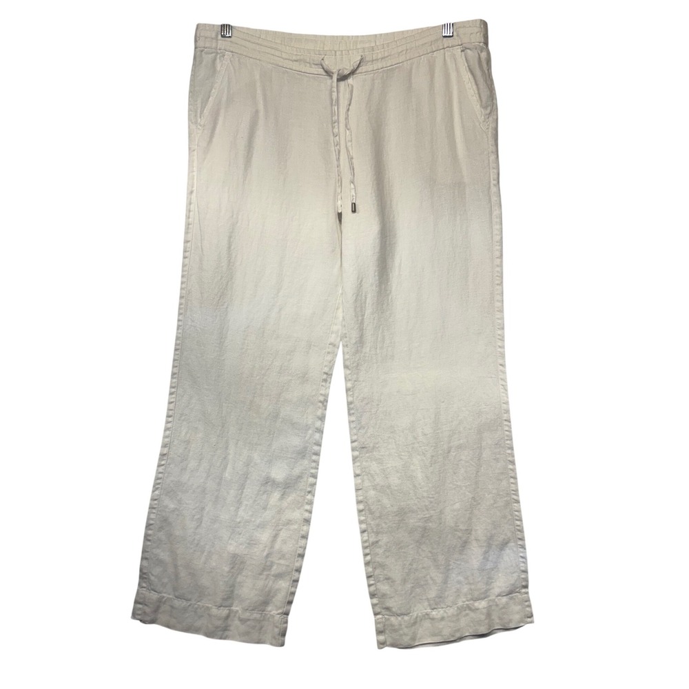 Tommy Bahama Womens White 100% Linen Drawstring Wide Leg Pants Size Medium - Picture 2 of 11